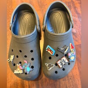 CROCS Kids Black Slippers with Colorful Charms